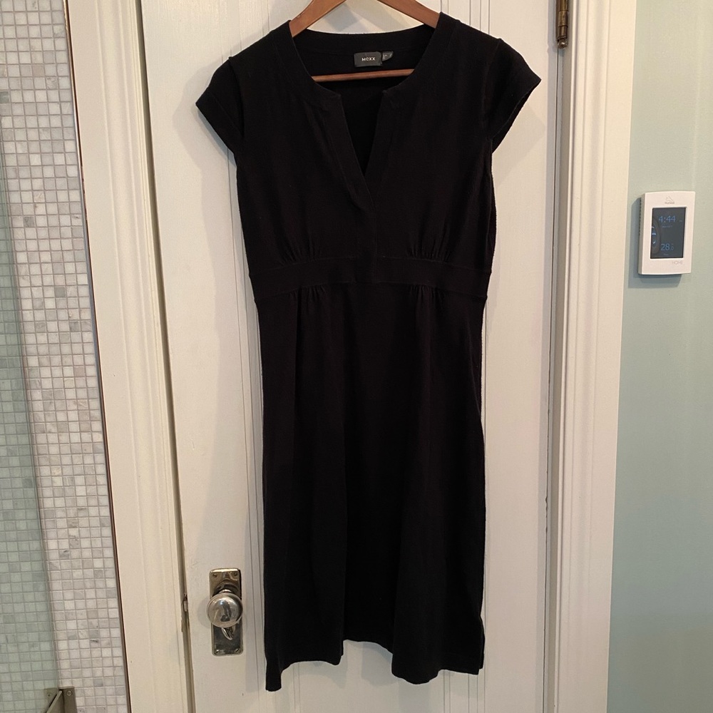 Black Mexx split neck dress. Size M